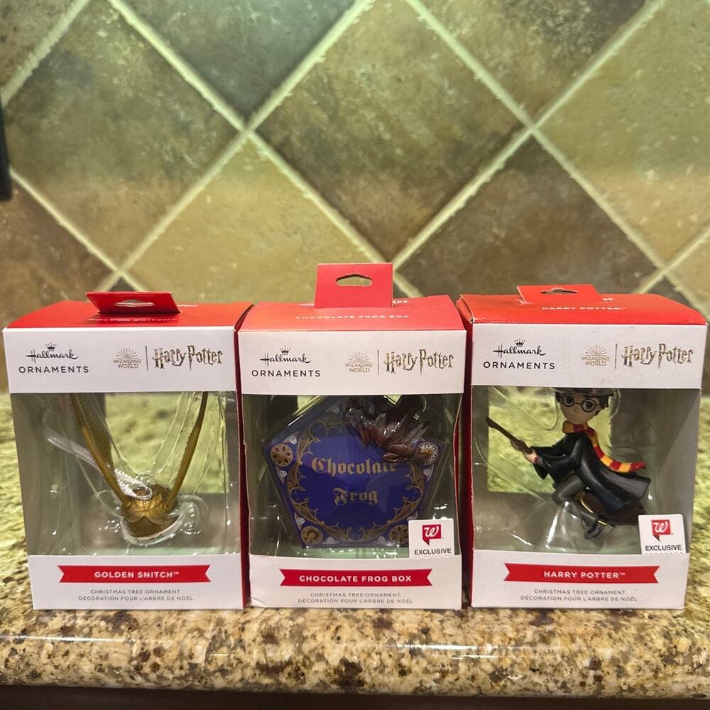 Hallmark Christmas Ornament  Harry Potter Bundle Golden Snitch Chocolate Frog